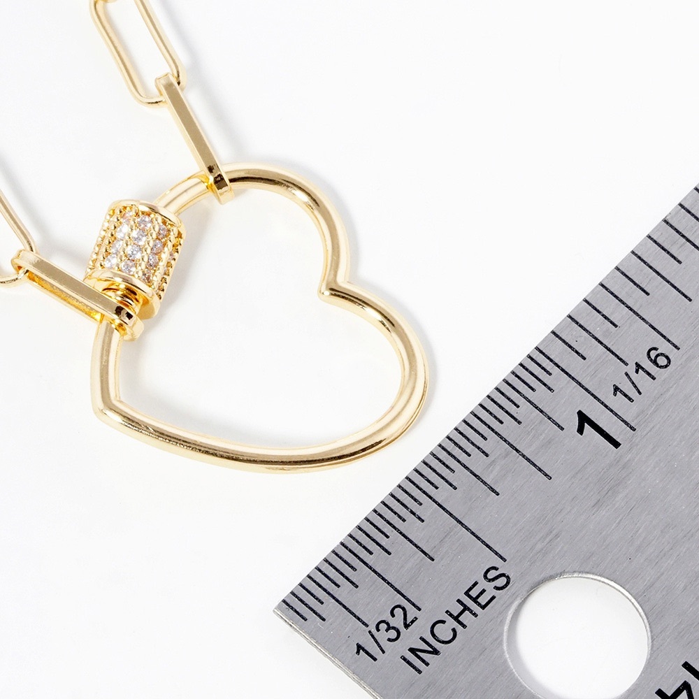 Gold Heart Paperclip Pendant Necklace - Picture 3 of 3
